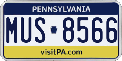 PA license plate MUS8566