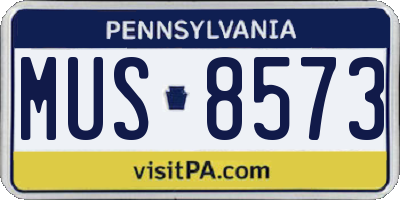 PA license plate MUS8573