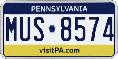PA license plate MUS8574