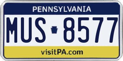 PA license plate MUS8577
