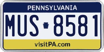PA license plate MUS8581