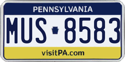 PA license plate MUS8583