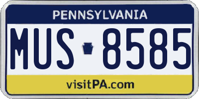 PA license plate MUS8585