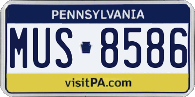 PA license plate MUS8586