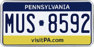 PA license plate MUS8592