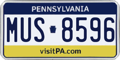 PA license plate MUS8596