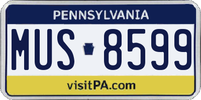 PA license plate MUS8599