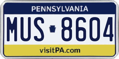 PA license plate MUS8604