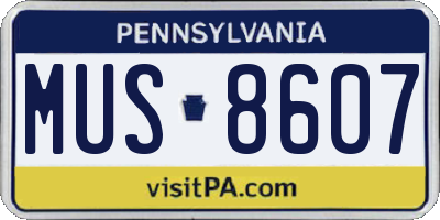 PA license plate MUS8607