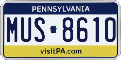 PA license plate MUS8610