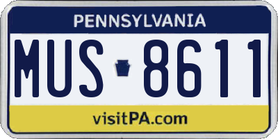 PA license plate MUS8611