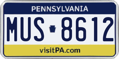 PA license plate MUS8612