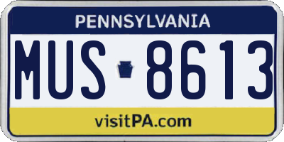 PA license plate MUS8613
