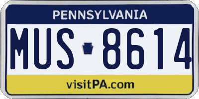 PA license plate MUS8614