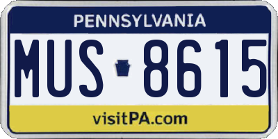 PA license plate MUS8615