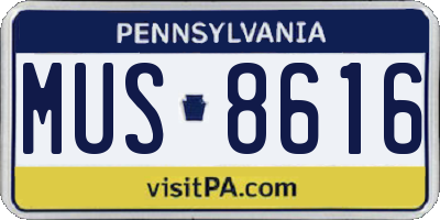 PA license plate MUS8616
