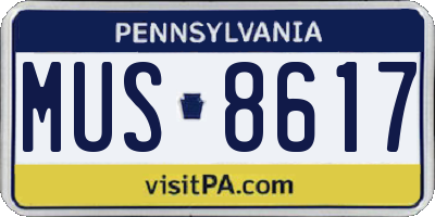 PA license plate MUS8617