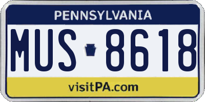 PA license plate MUS8618