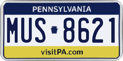 PA license plate MUS8621
