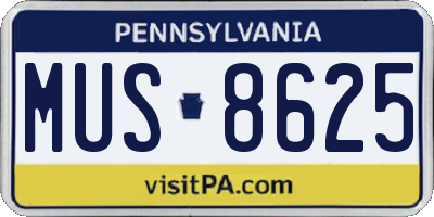 PA license plate MUS8625