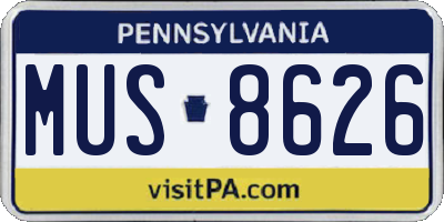 PA license plate MUS8626