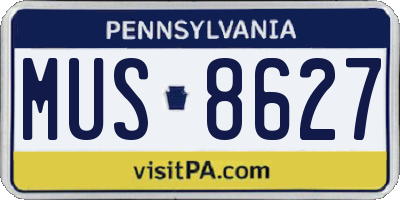 PA license plate MUS8627