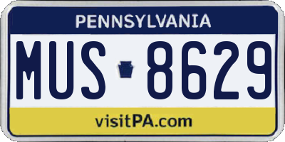 PA license plate MUS8629