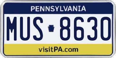 PA license plate MUS8630