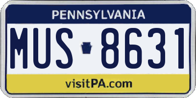 PA license plate MUS8631