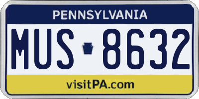 PA license plate MUS8632