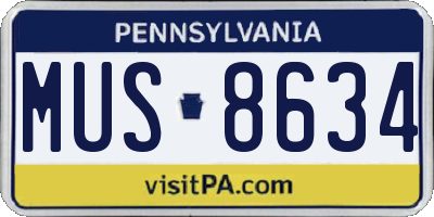 PA license plate MUS8634