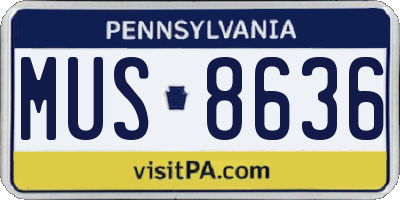 PA license plate MUS8636