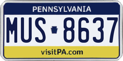 PA license plate MUS8637