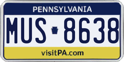 PA license plate MUS8638