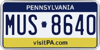 PA license plate MUS8640