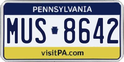 PA license plate MUS8642