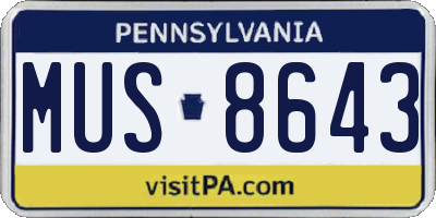 PA license plate MUS8643
