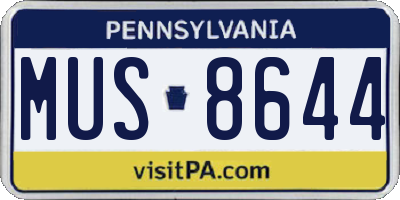 PA license plate MUS8644