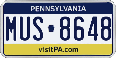 PA license plate MUS8648