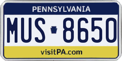 PA license plate MUS8650