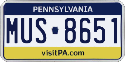 PA license plate MUS8651