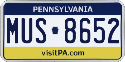 PA license plate MUS8652