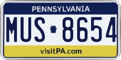 PA license plate MUS8654