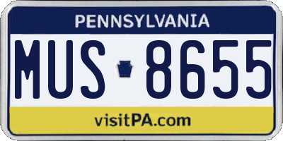PA license plate MUS8655