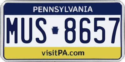 PA license plate MUS8657