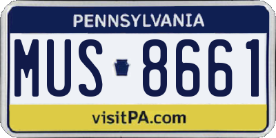 PA license plate MUS8661