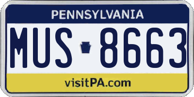 PA license plate MUS8663