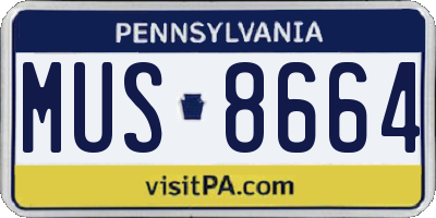 PA license plate MUS8664