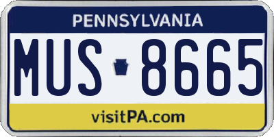 PA license plate MUS8665