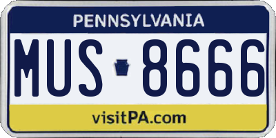 PA license plate MUS8666